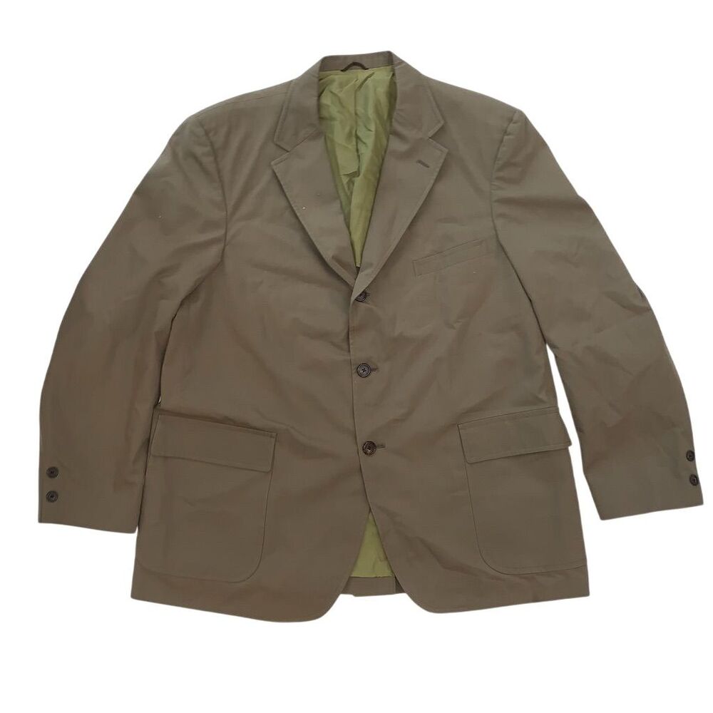 Roots Men's Tan Single-Breasted Blazer Jacket Vintage Mid-Length